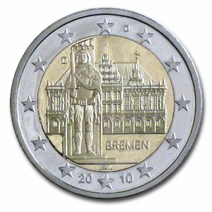 GERMANY 2 EURO 2010 - CITY HALL AND ROLAND - D - MUNICH